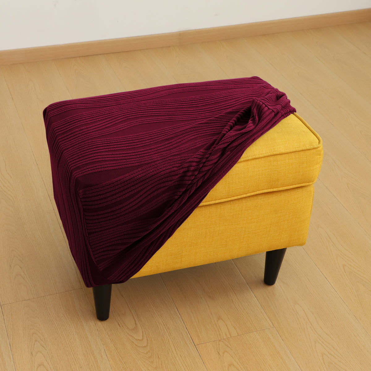 Nestiva Series Knitting Jacquard Stretchable Footstool Cover - Burgundy