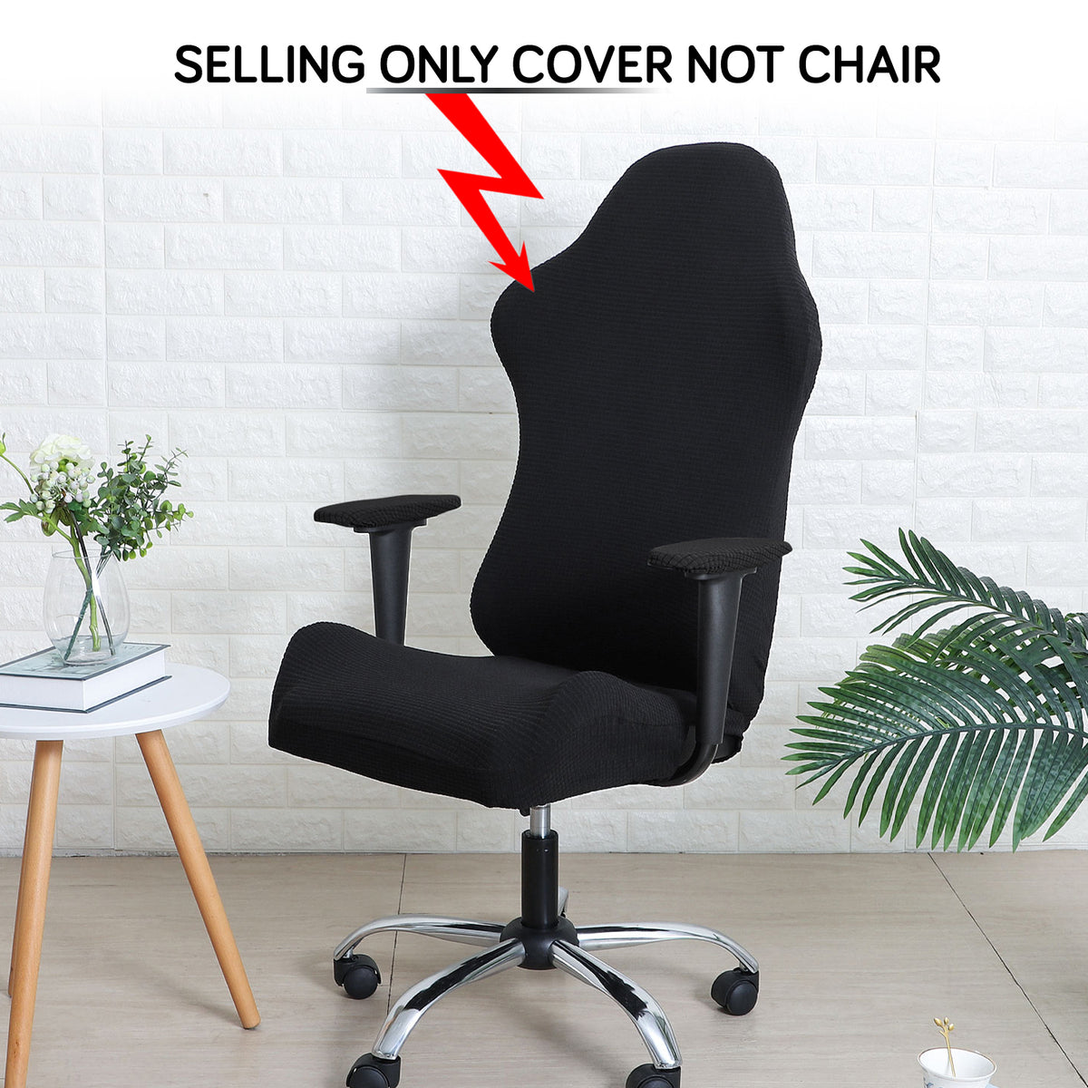 Gaming Chair Cover Stretchable Elastic Jacquard Computer Rotating Chair Seat Covers Slipcover, Black