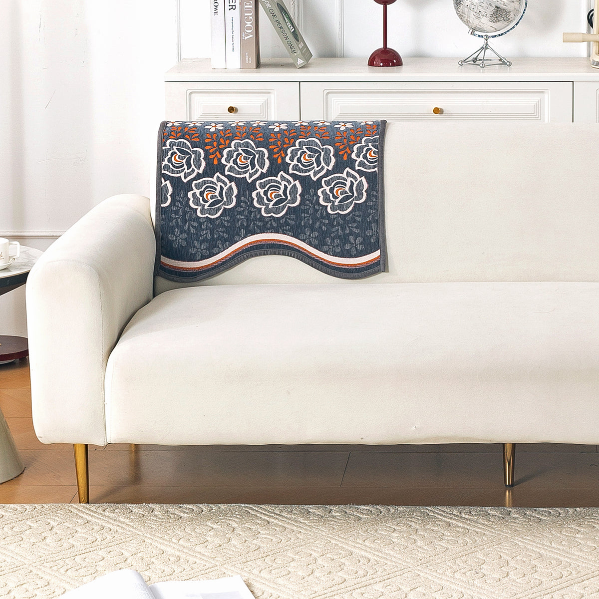 Serene Curves Sofa Cover Mat, Blossom Flower
