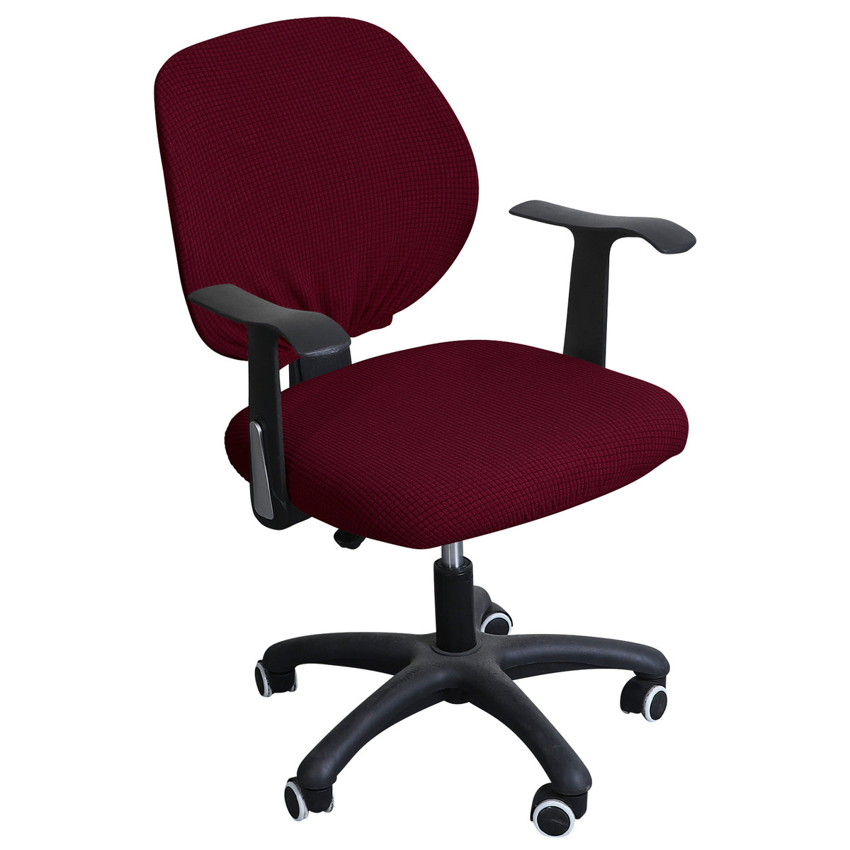 Stretchable Jacquard Office Chair Slipcover for Rotating Chair, Burgundy