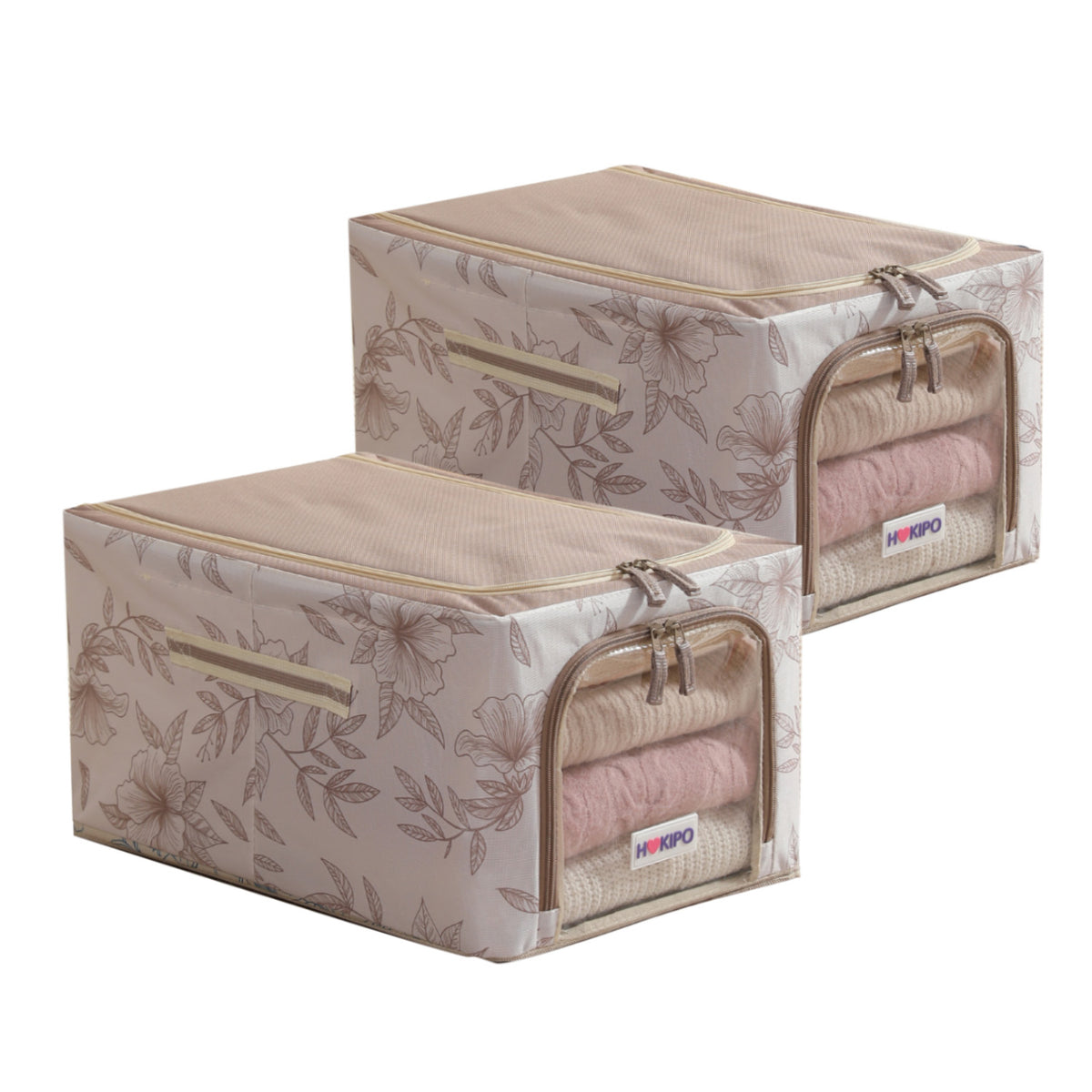 Foldable Cloth Storage Box Organizer for Wardrobe, Latte Floral