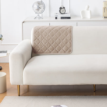 Diamond Tuft Plush Sofa Cover Mat, Warm Taupe
