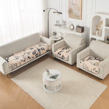 Luxury Plush Sherpa Anti Slip Combination Sofa Mat, 'Noirea Series'|Butterfly Garden