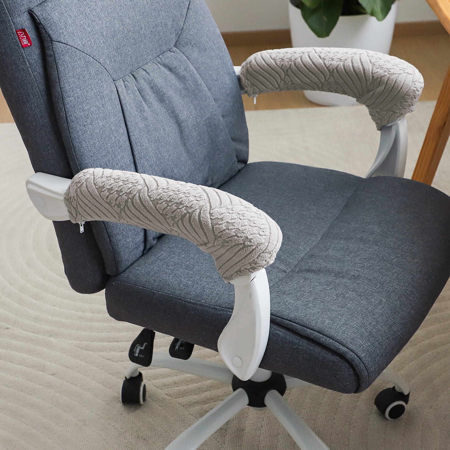 170gsm Jacquard Armrest Covers for Office Chair (Zipper Style), 1 Pair, Taupe Brown