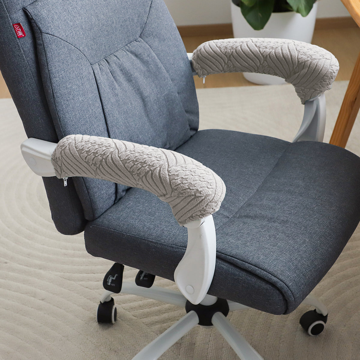 170gsm Jacquard Armrest Covers for Office Chair (Zipper Style), 1 Pair, Taupe Brown
