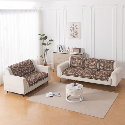 LoomVerse Quilted Sofa Cover Set Washable Sofa Panel for Seat & Back - Rustic Lattice
