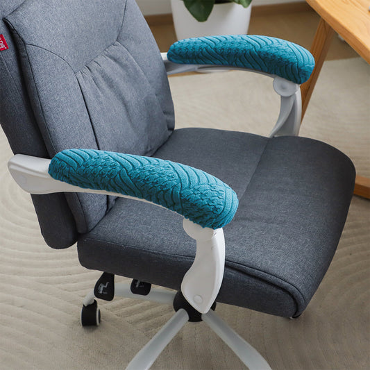 170gsm Jacquard Office Chair Arm Rest Cover (Elastic Style), 1 Pair, Turquoise
