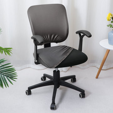 Office Chair Cover for Task Chair – 140 GSM Stretchable Fabric – Washable & Anti-Slip – Fits Small Office Chairs Without Headrest, Grey