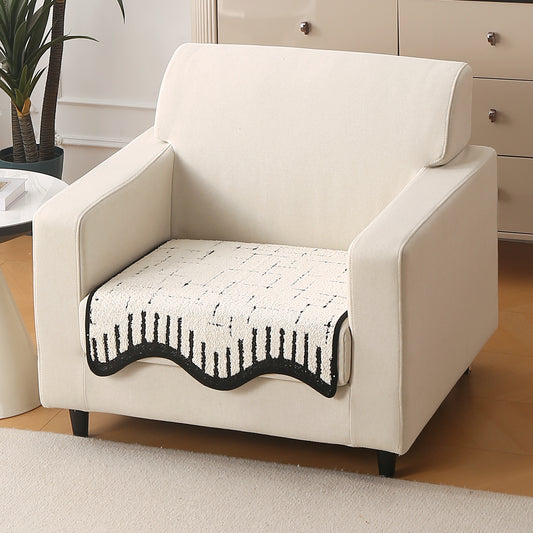 Premium Supple Soft Wavy with Curve Sofa Cover Mat, Off-White