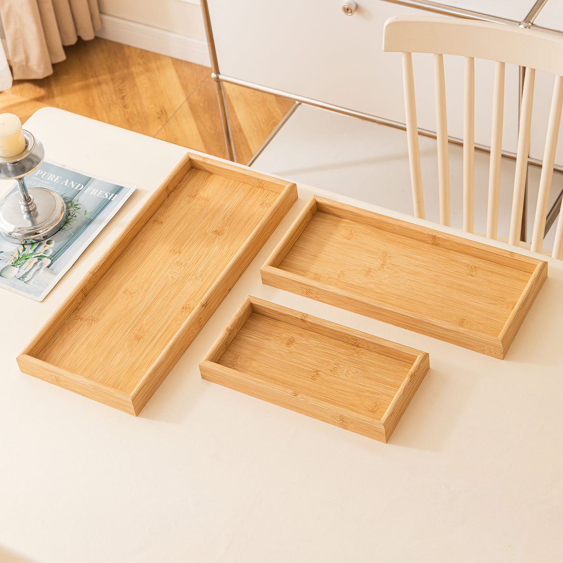 Rectangular Wooden snack serving tray​ set