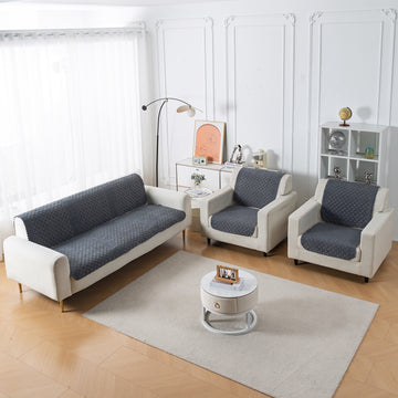 Modern Matrix 5-Seater Reversible Sofa Cover (3+1+1), Deep Grey