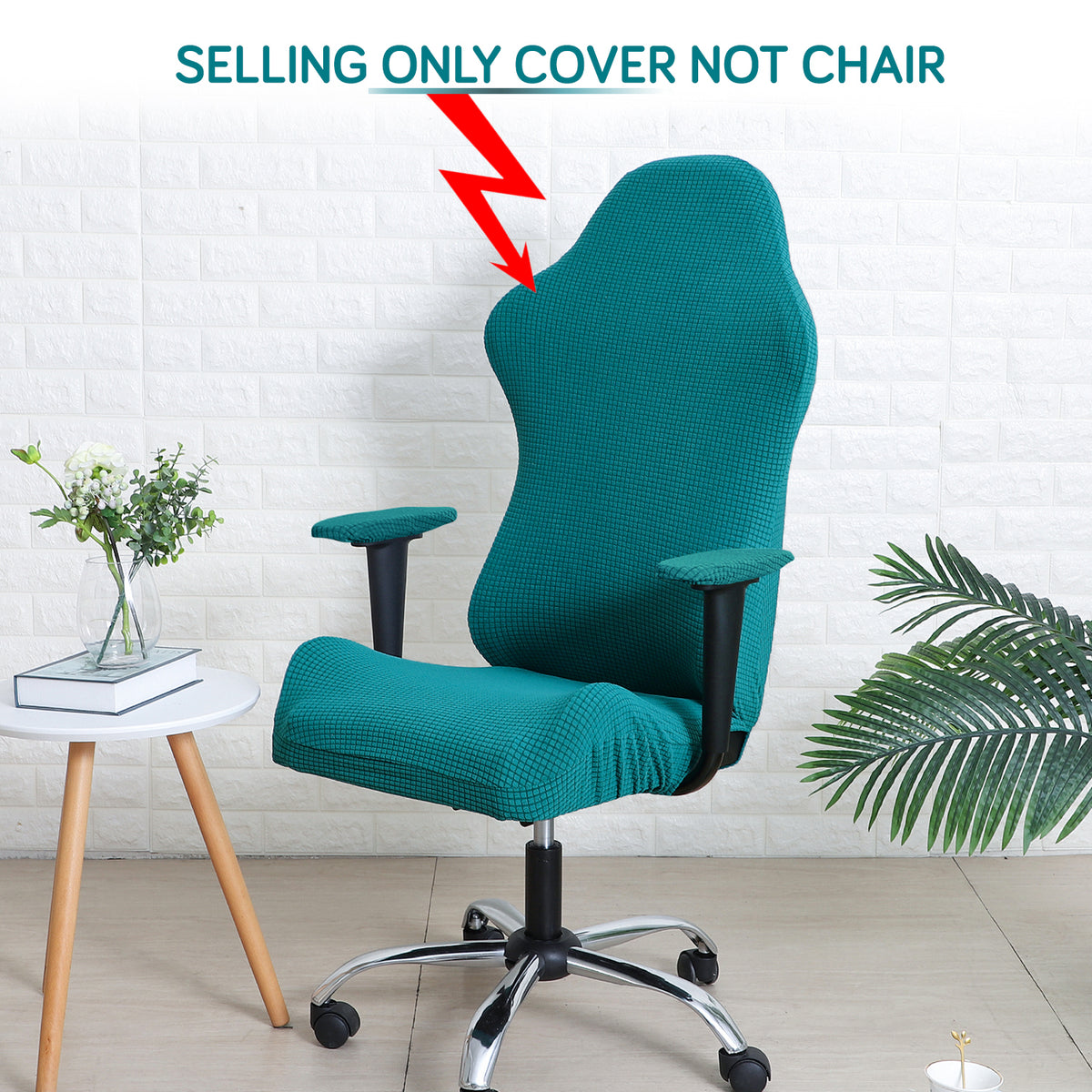 Gaming Chair Cover Stretchable Elastic Jacquard Computer Rotating Chair Seat Covers Slipcover Teal