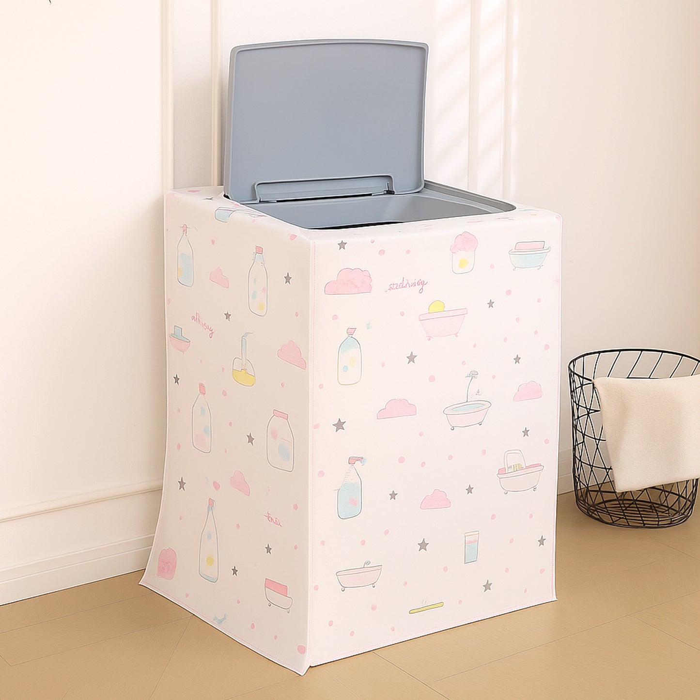 Waterproof Front Load / Top Load Washing Machine Cover | PEVA Dustproof Protective Cover for 6kg, 6.5kg, 7kg & 7.5kg Fully Automatic Machines, Whimsical Bottles