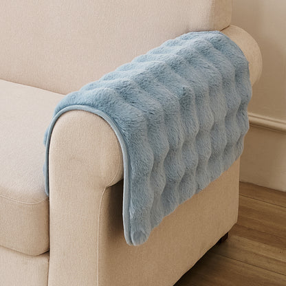 Premium Faux Rabbit Fur Anti Slip Sofa Mat for 1/2/3 Seater, Charm Blue
