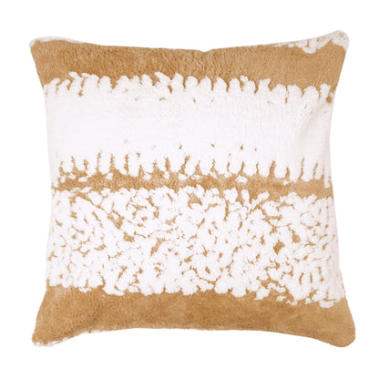 Luxury Wavy Plush Cushion Cover for Sofa - Desert Brown