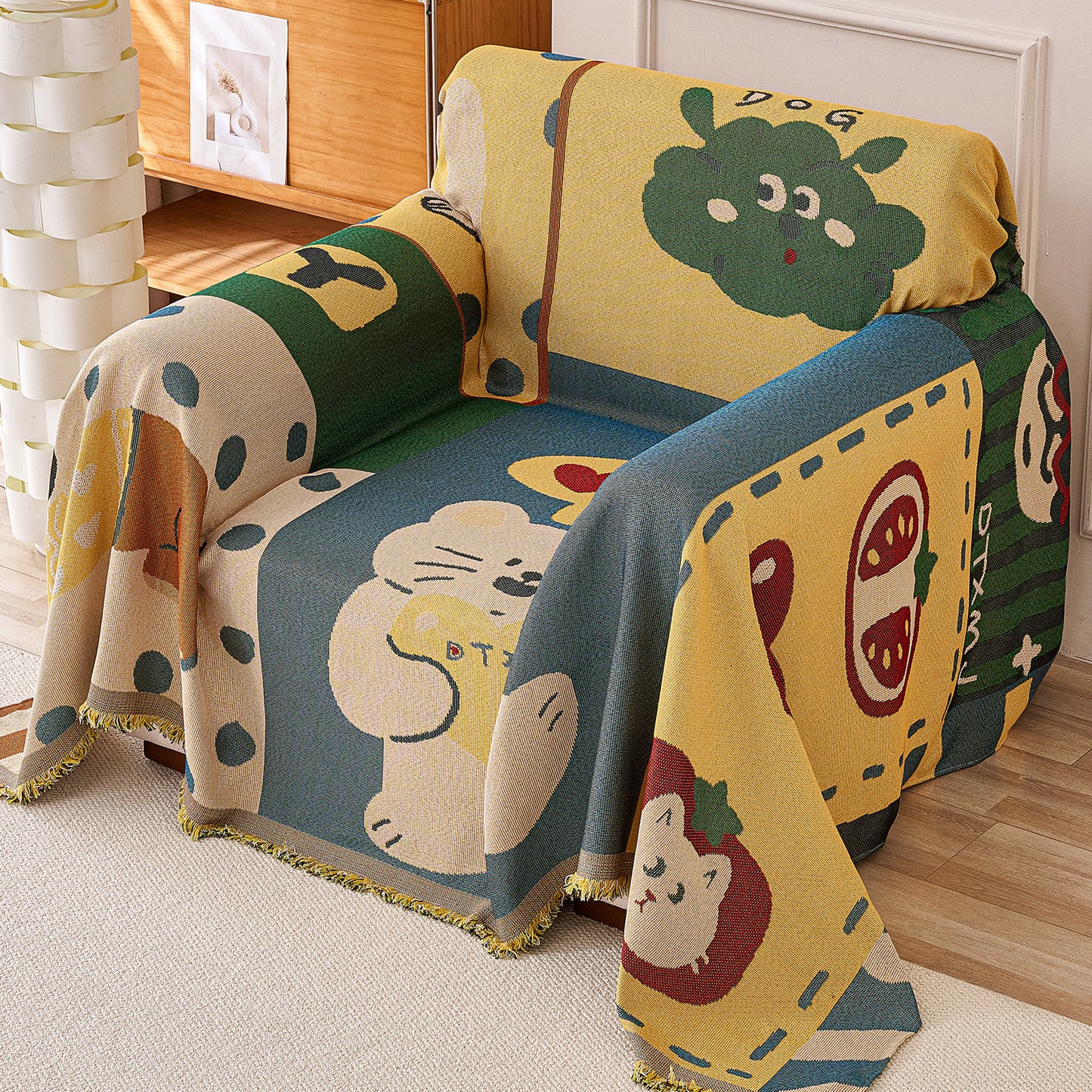 All-Season Chenille Sofa Throw, Cuddle Friends Series