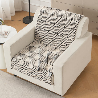 HOKIPO Plush Sofa Cover Throw for Complete Sofa 'Noirea Series', Geometric Diamond