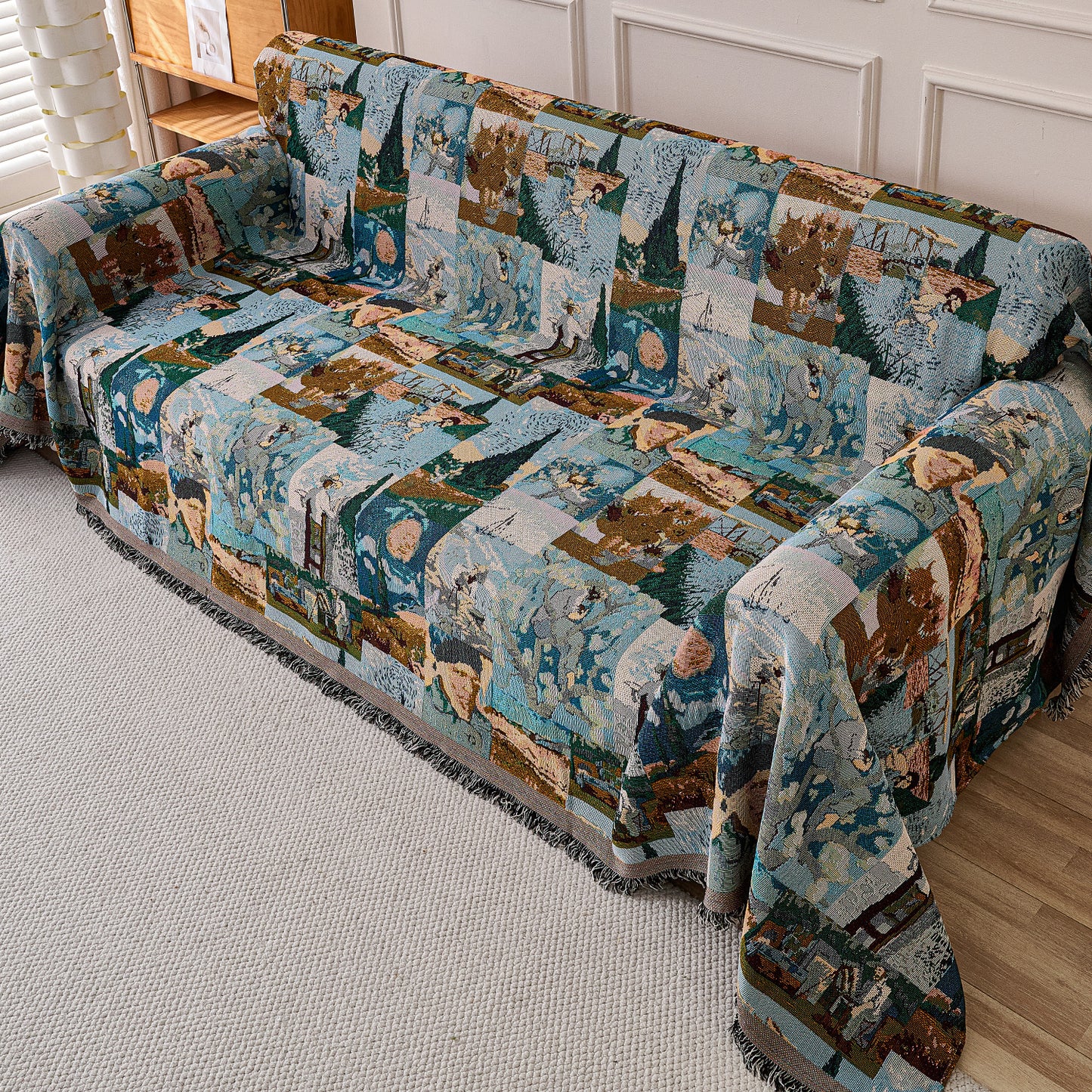 All-Season Chenille Sofa Throw, Canvas of Nature Series