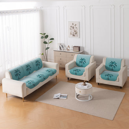 HeavenHue Fleece Soft Touch Quilted Sofa Cover Set Washable Sofa Panel for Seat & Back - Island Breeze
