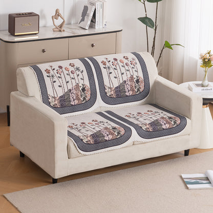 HeavenHue Fleece Soft Touch Quilted Sofa Cover Set Washable Sofa Panel for Seat & Back - Mystic Wings