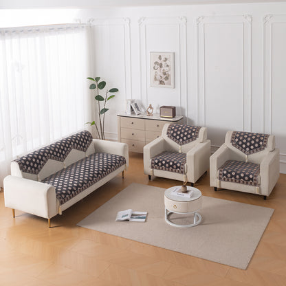 Heritage Weave Premium Jacquard Sofa Cover Set with Tassels - Graphite Grey