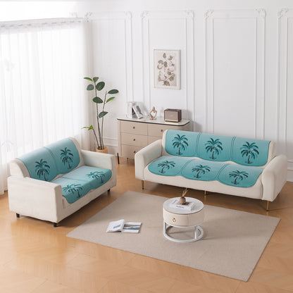 HeavenHue Fleece Soft Touch Quilted Sofa Cover Set Washable Sofa Panel for Seat & Back - Island Breeze