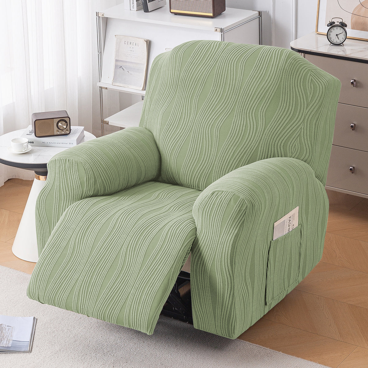 Nestiva Series Premium Knitting Jacquard Recliner Sofa Cover for 1 Seater - Pastel Green
