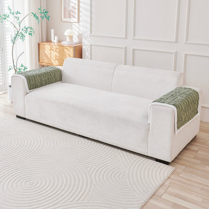 'Italian Caelora' Luxury Jacquard Plush Sofa Cover Mat and Anti-Slip Armrest Covers - Sage Green