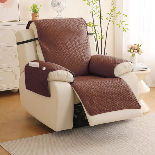 Quilted Recliner Mats for 1 Seater Recliner Sofa, Dark Coffee