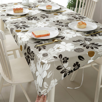 Buy Feather Brown Floral Print Water-Repellent Tablecloth - HOKIPO | Har Ghar Ka Humsafar