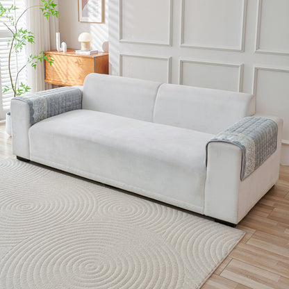 BelleLace Series Imperial Milk Velvet Sofa Cover Mat with Lace Design - Cloud Grey