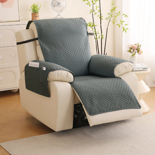 Quilted Recliner Mats for 1 Seater Recliner Sofa, Grey