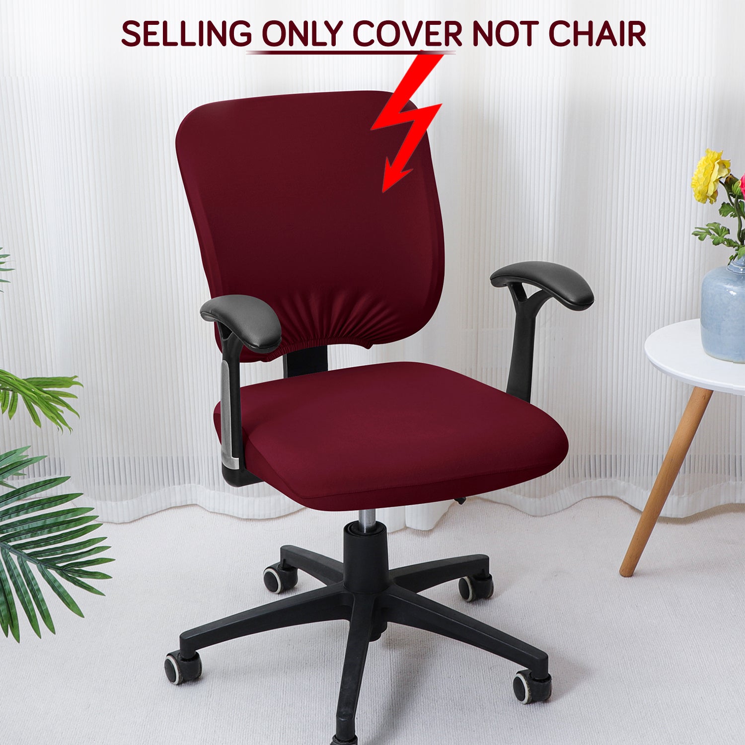 Burgundy Stretchable chair covers for Office Regular Chair