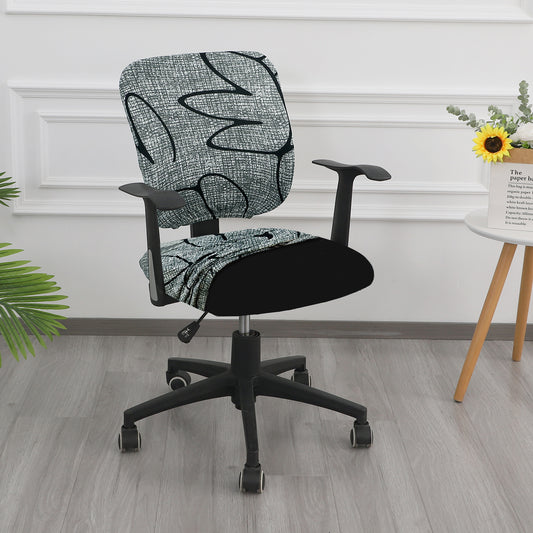 Printed Office Chair Cover for Task Chair – 140 GSM Stretchable Fabric – Washable & Anti-Slip – Fits Small Office Chairs Without Headrest, Intense Grey Abstract Floral