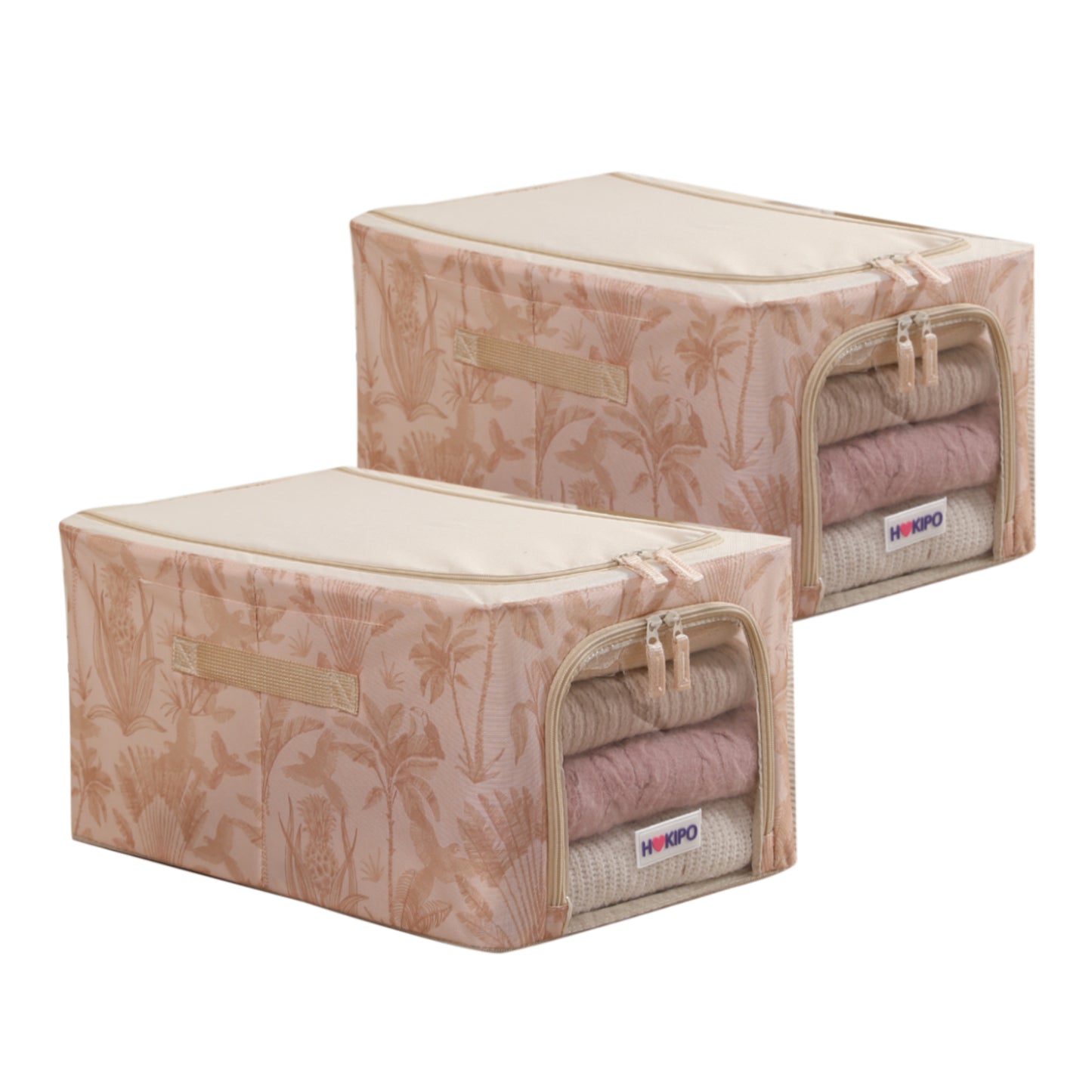 Foldable Cloth Storage Organizer for Wardrobe, Beige Botanica