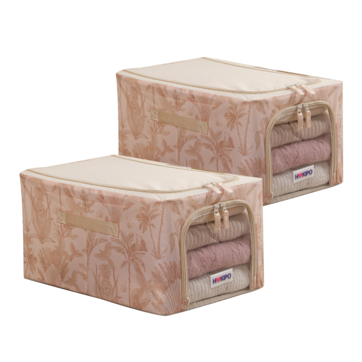 Foldable Cloth Storage Organizer for Wardrobe, Beige Botanica
