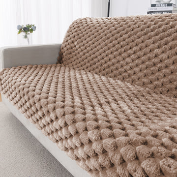 'BunnySoft Series' Plush Sofa Cover Throw for Sofa Seat & Back, Canvas Brown