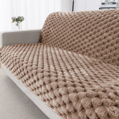 'BunnySoft Series' Plush Sofa Cover Throw for Sofa Seat & Back, Canvas Brown