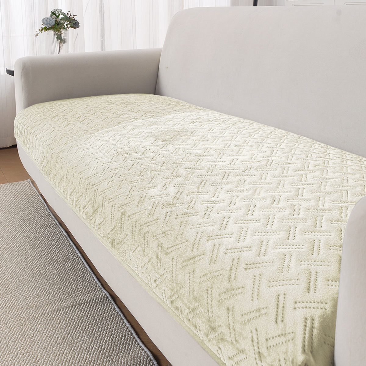 Softline Quilted Sofa Cover Mat, Butter Cream