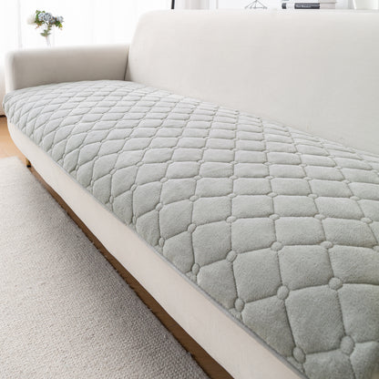 Diamond Tuft Plush Sofa Cover Mat, Mist Grey