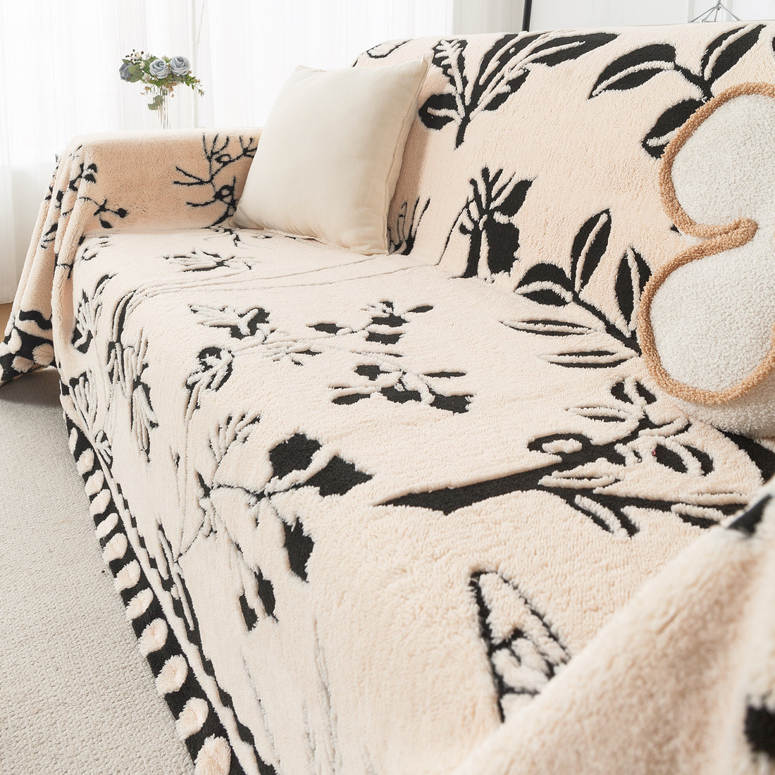 Buy Butterfly Garden Noirea Series Luxury Plush Sofa Throw for Complete Sofa | HOKIPO