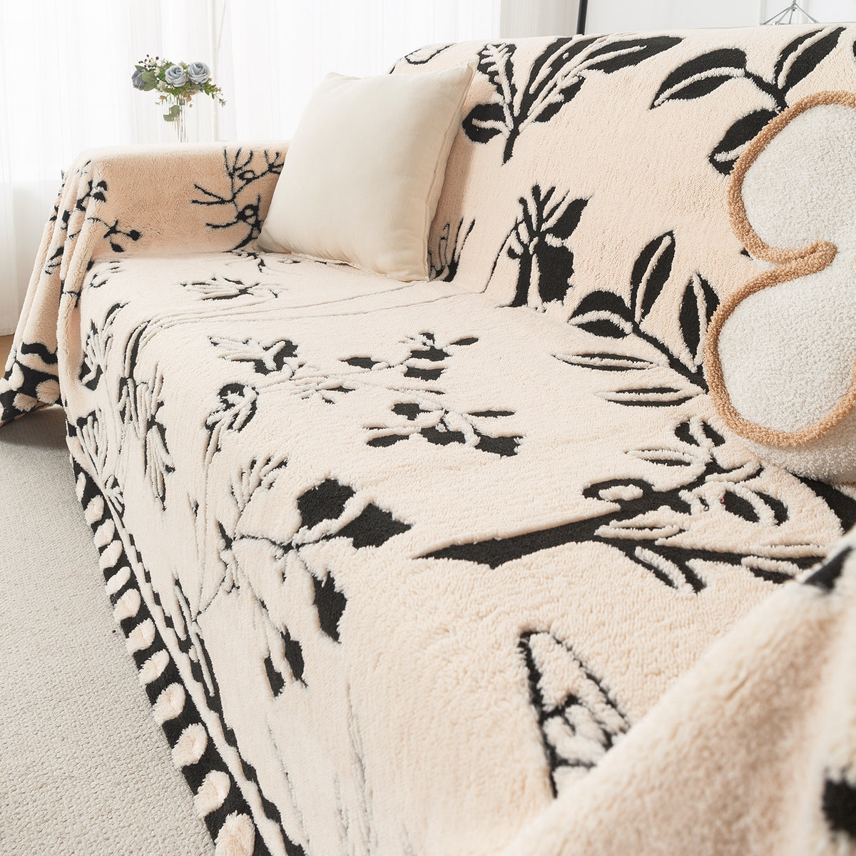 Buy Butterfly Garden Noirea Series Luxury Plush Sofa Throw for Complete Sofa | HOKIPO