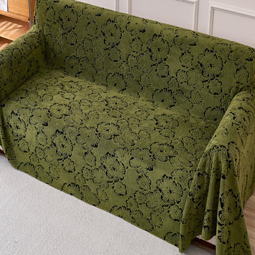 Buy Forest Olive Colour Camellia Blossom Luxury Plush Sofa Throw – HOKIPO | Har Ghar ka Humsafar