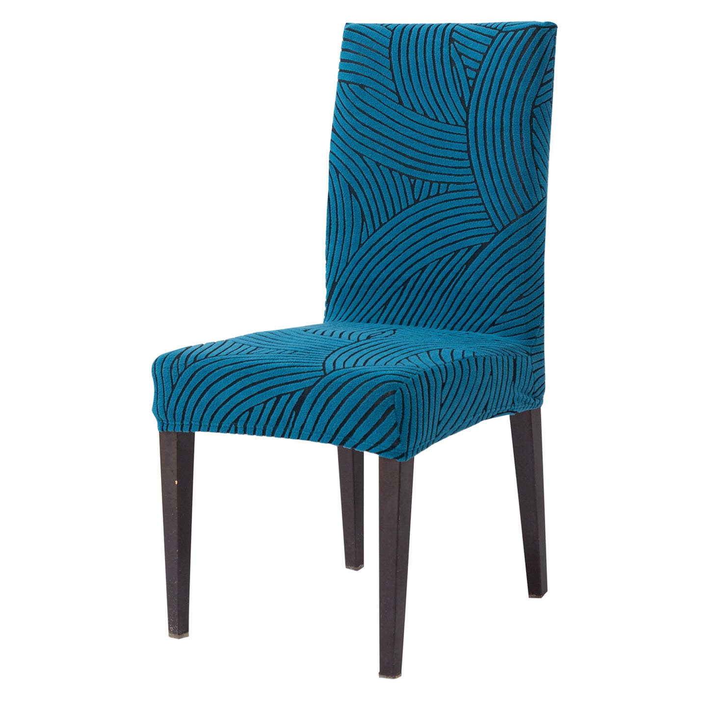 WaveLine Series 180 GSM Jacquard Chair Cover Set of 1/2/4/6, Teal Green