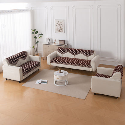 Heritage Weave Premium Jacquard Sofa Cover Set with Tassels - Coffee Brown