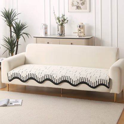 Premium Supple Soft Wavy with Curve Sofa Cover Mat, Off-White