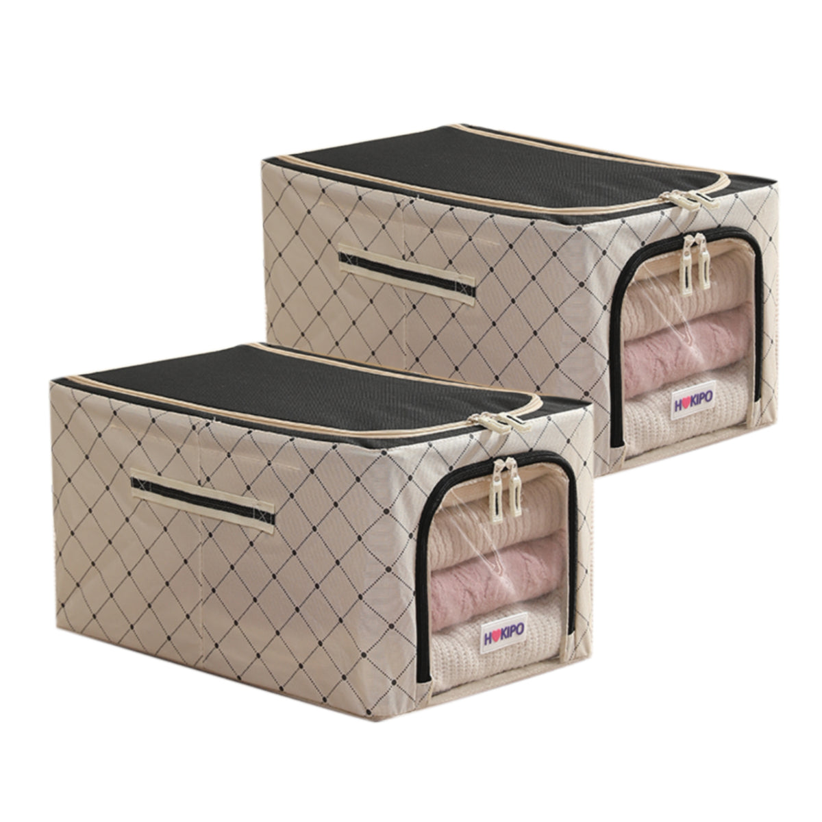 Foldable Cloth Storage  Box Organizer for Wardrobe - Ivory Noir