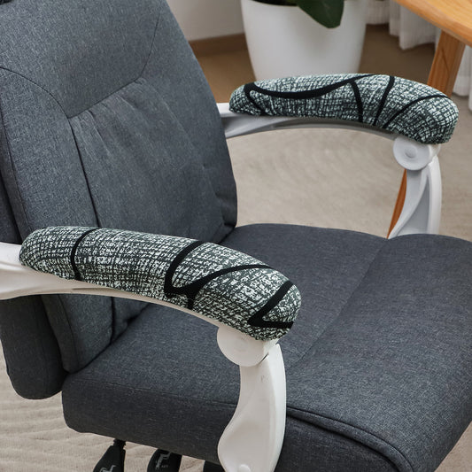 140gsm Printed Armrest Covers for Office Chair (Elastic Style), 1 Pair, Intense Grey Abstract Floral