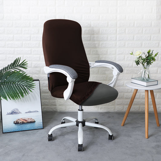 Office Chair Cover for Desk Chair (Mid-Back) – 140 GSM Stretch Fabric – Washable, Durable & Anti-Slip – Fits Mid-Back Office Chairs, Brown