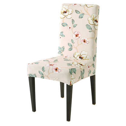Premium Printed Velvet Dining Chair Cover Set, Buttercream Magnolia Whisper